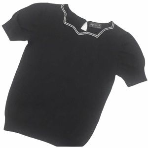 NWT Agnes B beaded collar silk cashmere knit Top